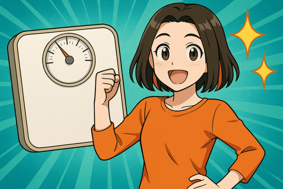代謝アップでダイエット成功した女性のイラスト(大阪市城東区関目の整骨院)